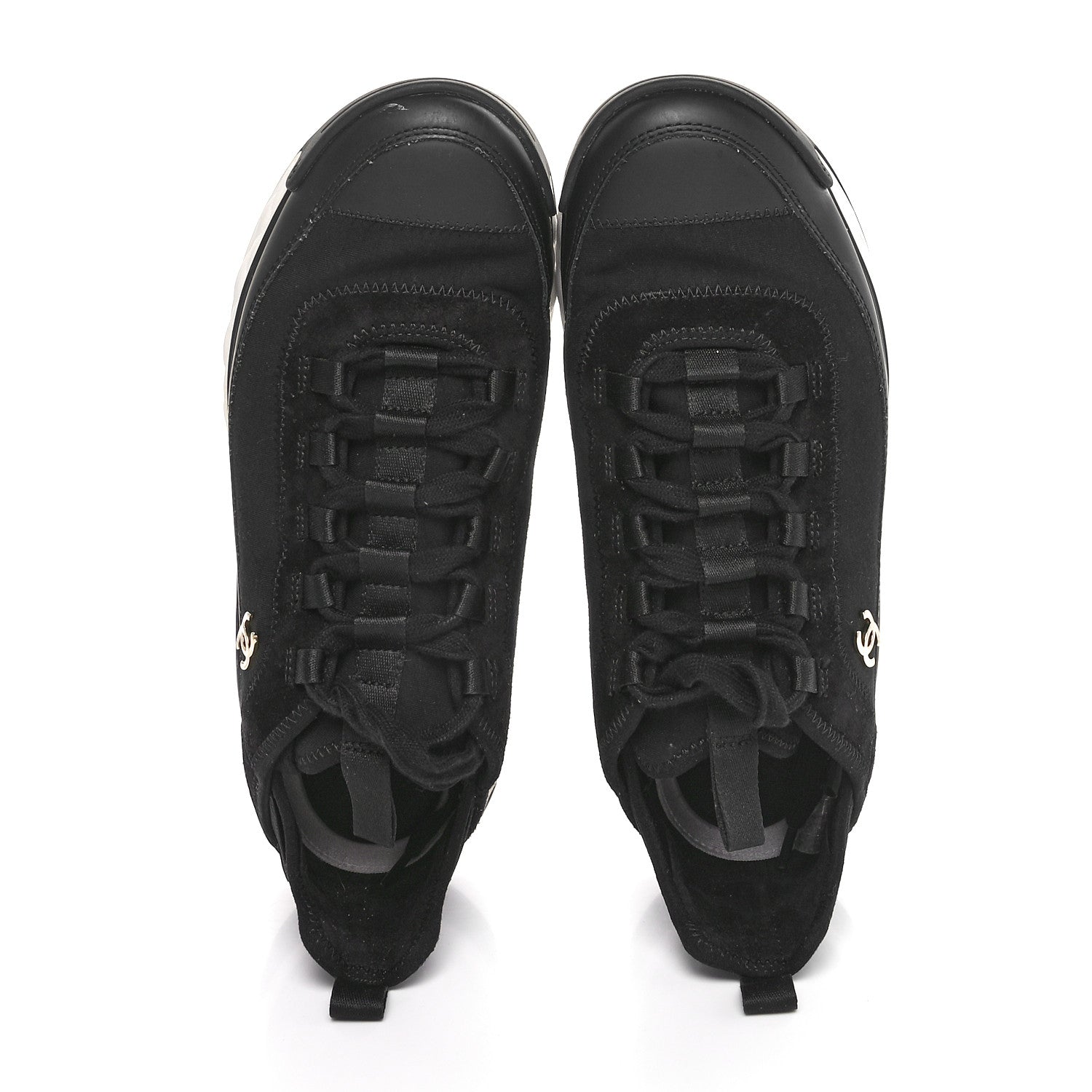 Chanel Velvet Calfskin Mixed Fibers CC Sneakers 39.5  Black 2 of 9