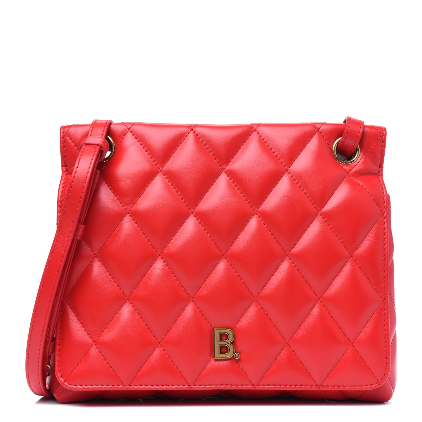 Nappa Calfskin Quilted Medium Touch B Shoulder Bag Bright Red