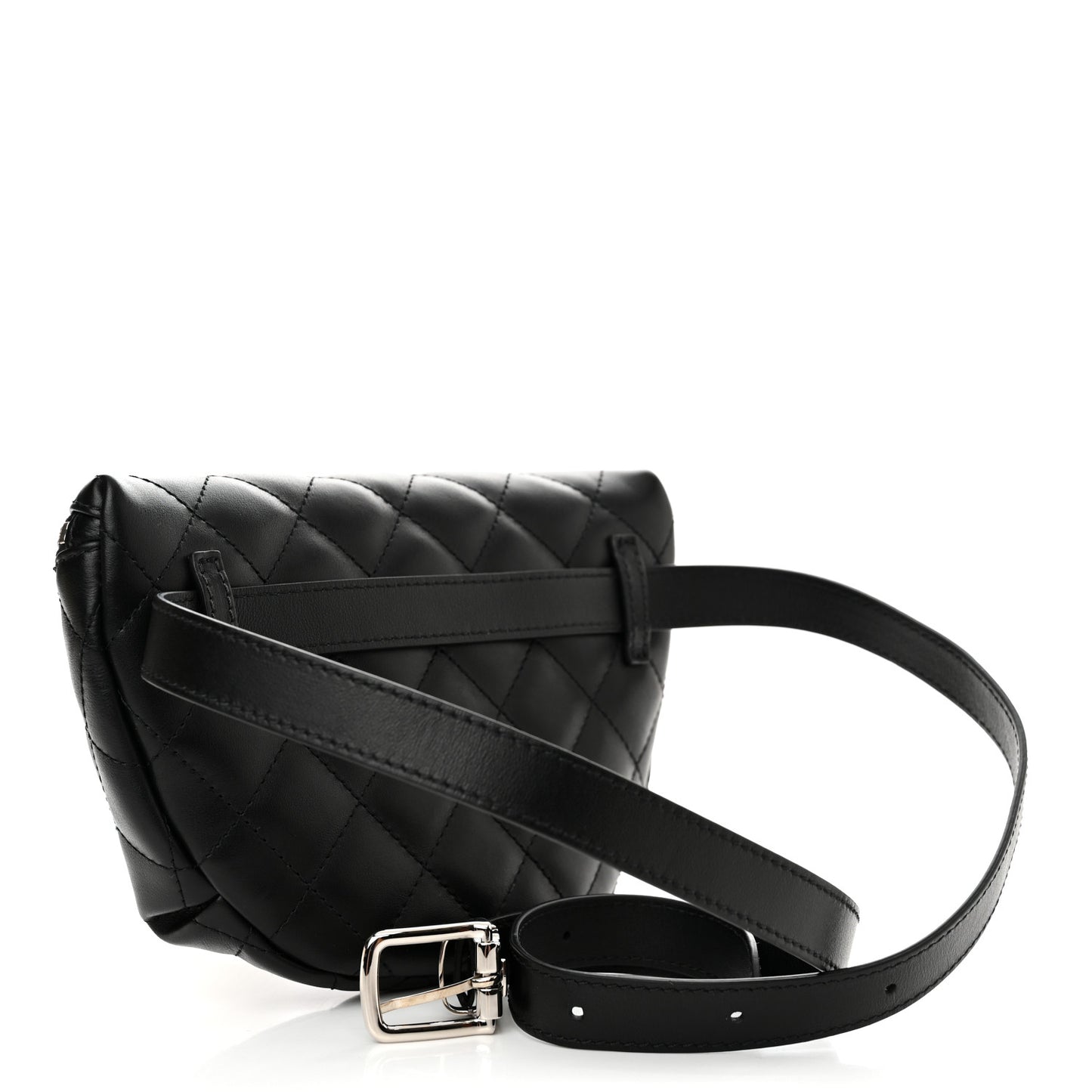 Calfskin Quilted Waist Belt Bag Black