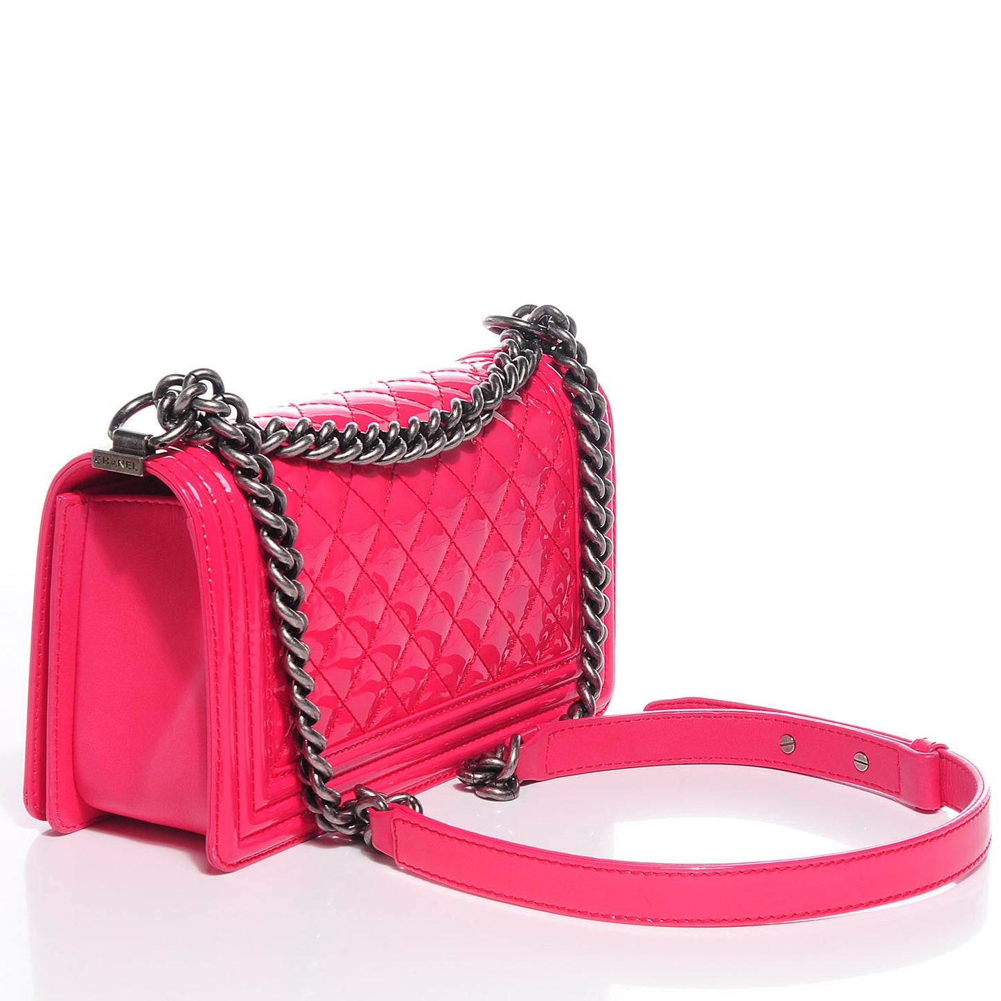 Patent Leather Medium Boy Bag Flap Pink