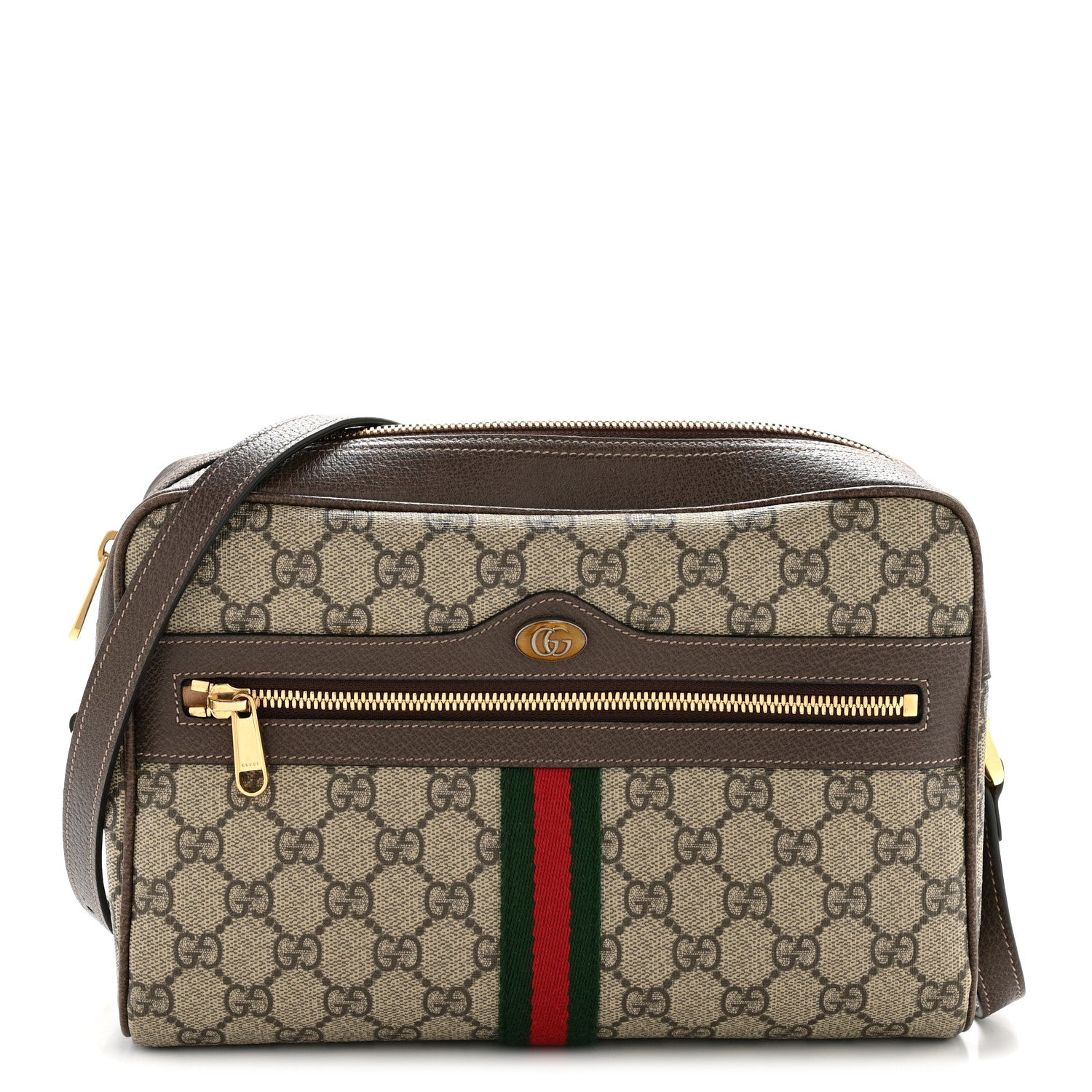 Gucci GG Supreme Monogram Web Small Ophidia Shoulder Bag Brown 1 of 13