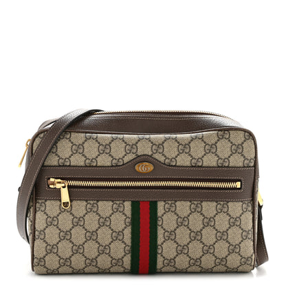 Gucci GG Supreme Monogram Web Small Ophidia Shoulder Bag Brown 1 of 13