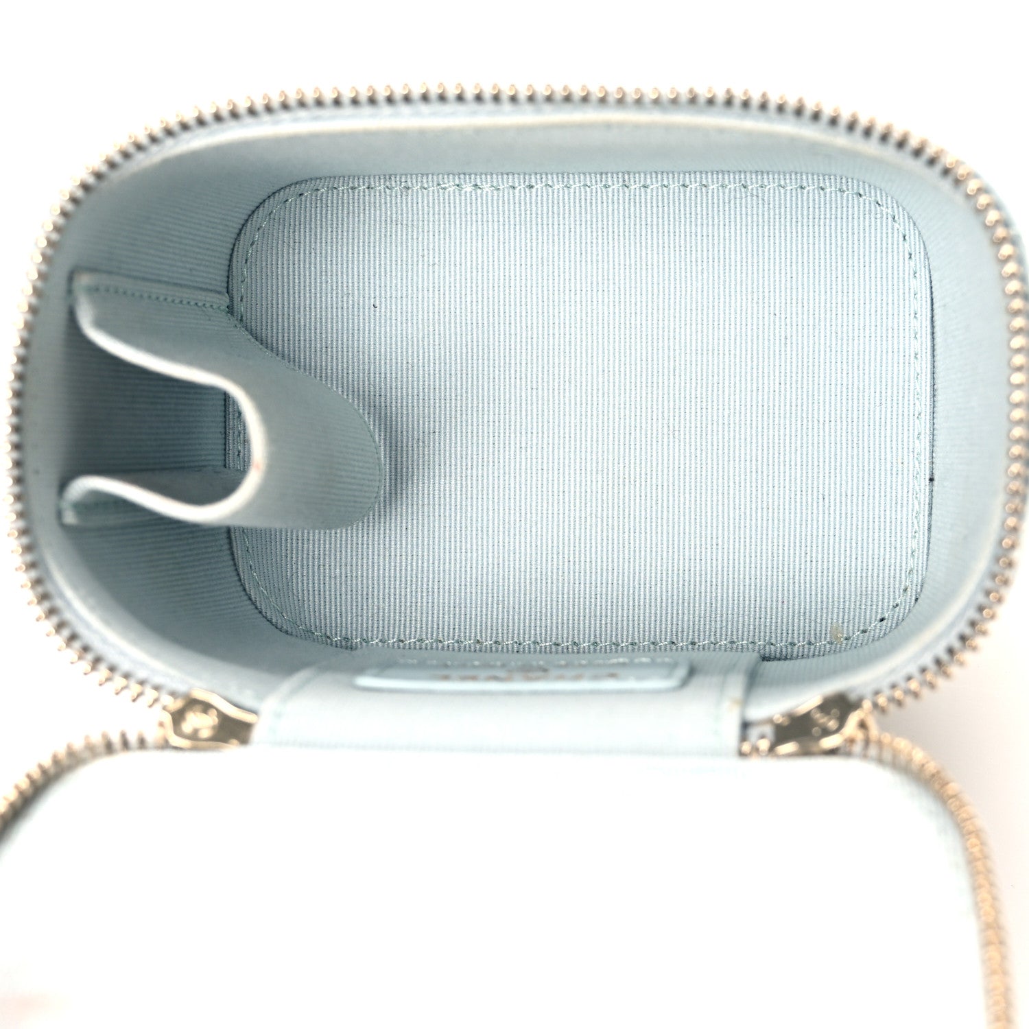 Chanel Lambskin Quilted Top Handle Mini Vanity Case With Chain Light Blue 5 of 12