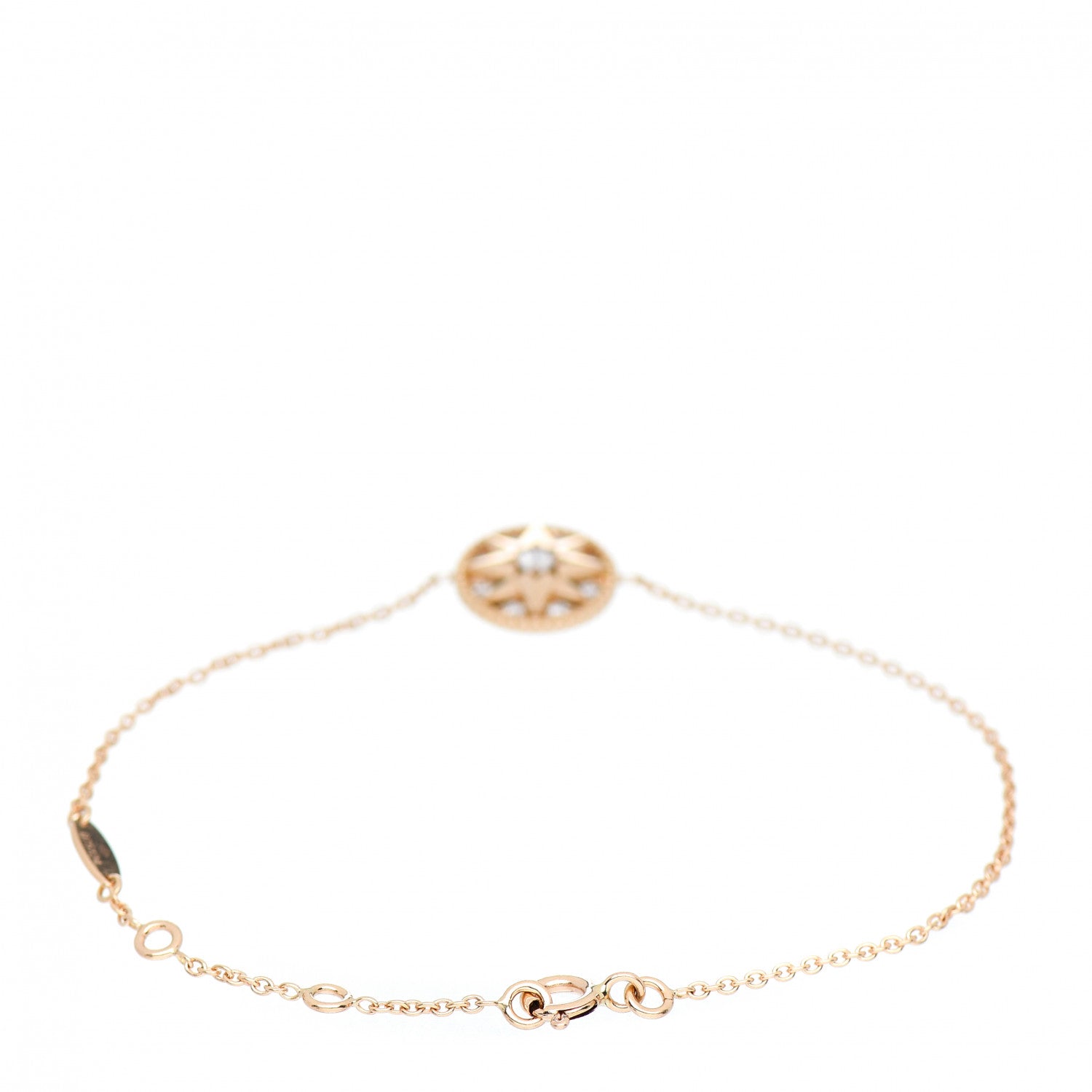 Christian Dior 18K Rose Gold Pave Diamond Rose Des Vents Bracelet 4 of 6