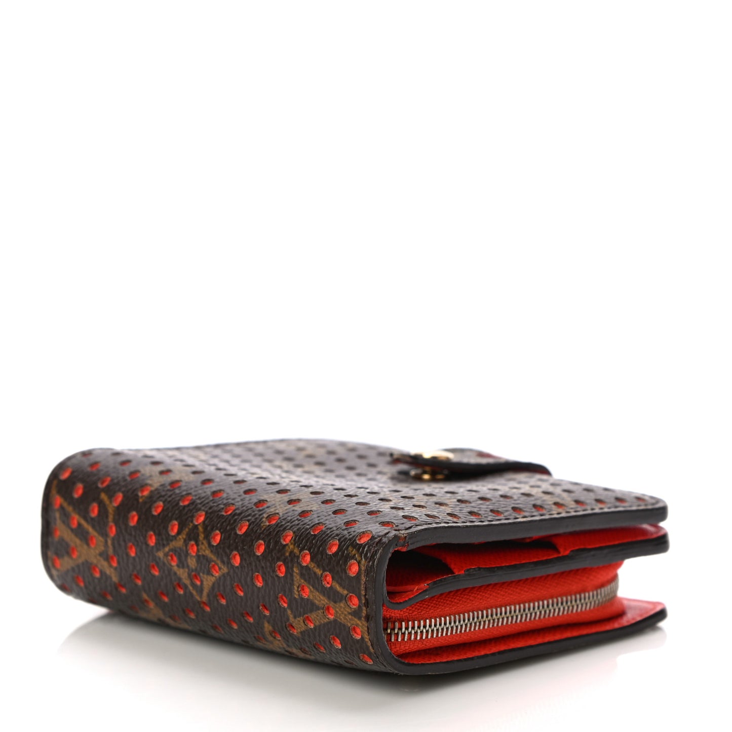 Monogram Perforated Compact Zipped Wallet Orange