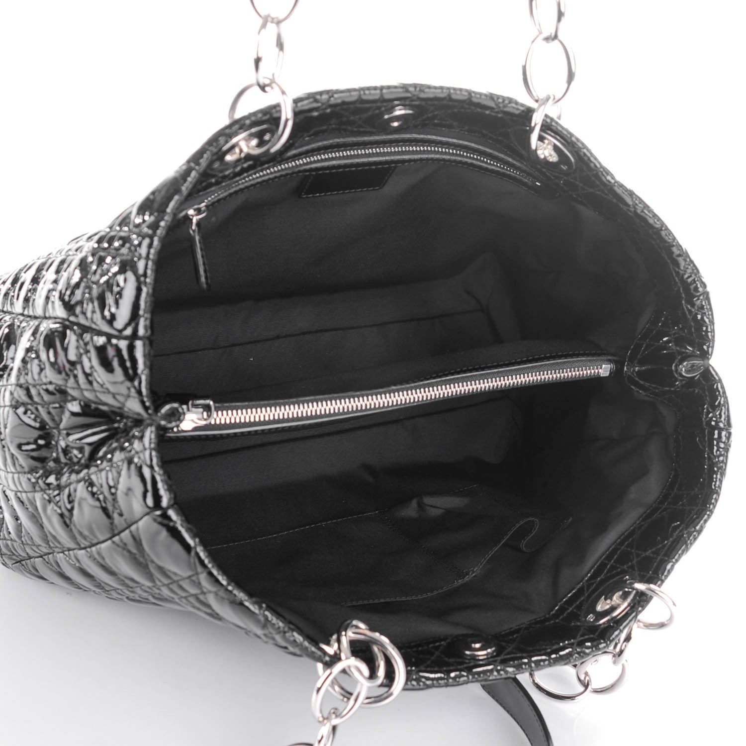 Christian Dior Patent Cannage Large Dior Soft Shopping Tote Black 5 of 7