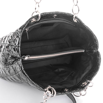 Christian Dior Patent Cannage Large Dior Soft Shopping Tote Black 5 of 7