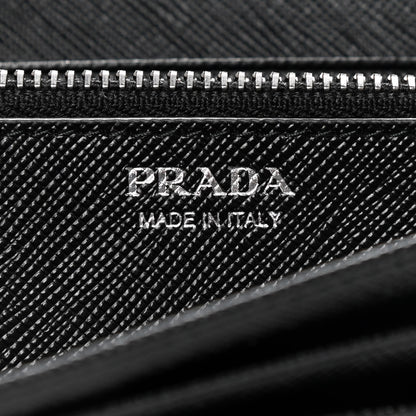 Prada Saffiano Triangle Logo Continental Flap Travel Wallet Black 7 of 7