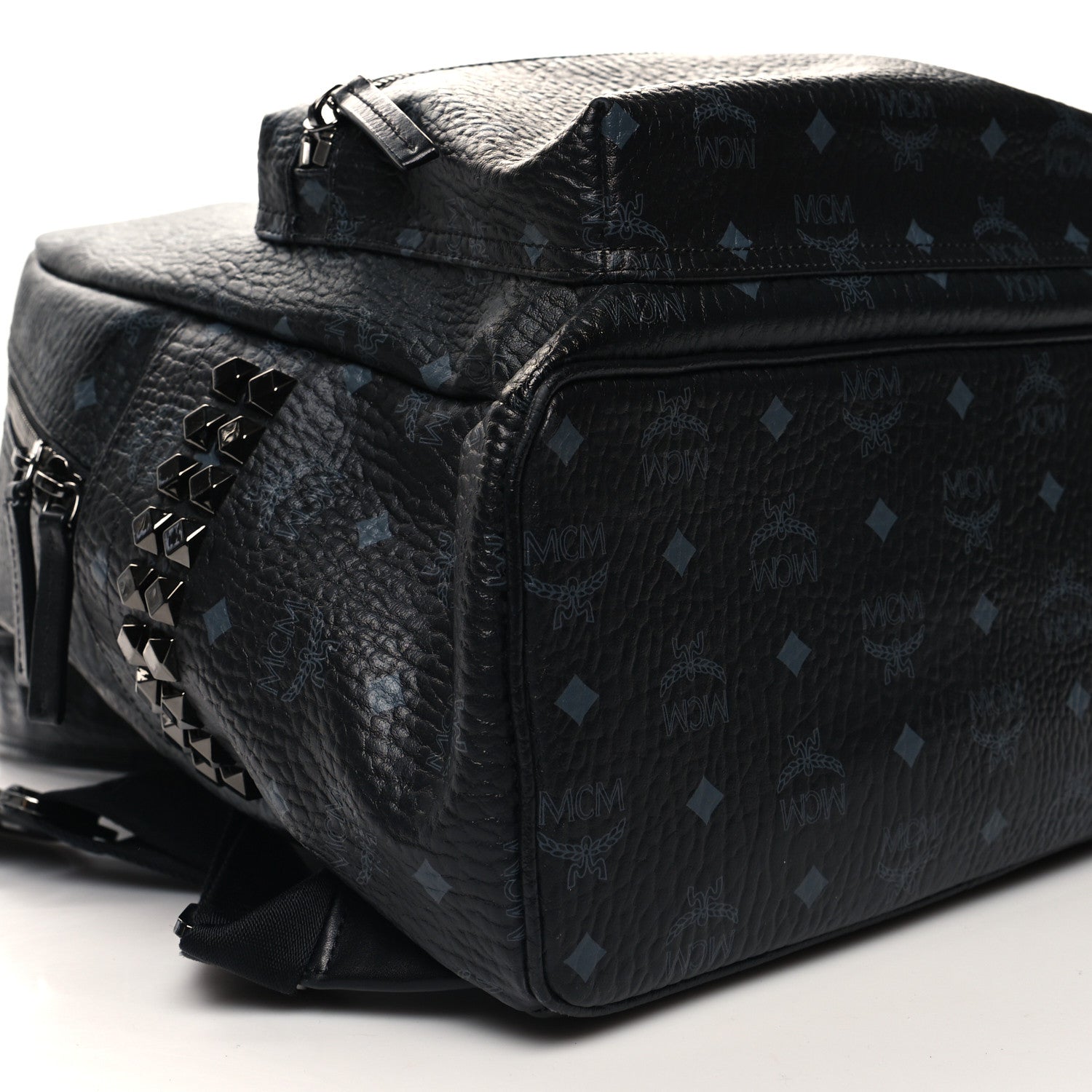 MCM Visetos Large Side Studs Stark Backpack Black 10 of 12