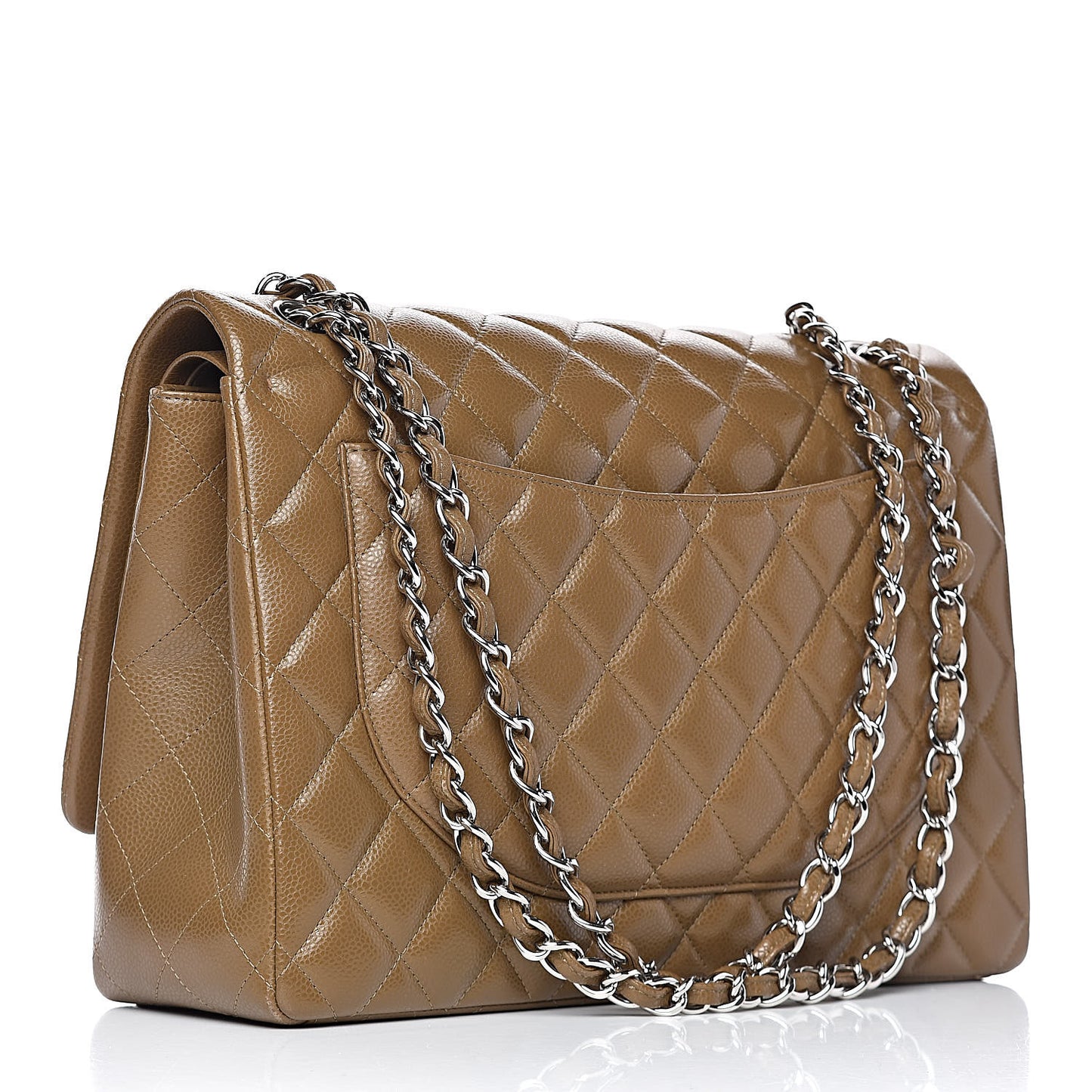 Caviar Quilted Maxi Double Flap Brown