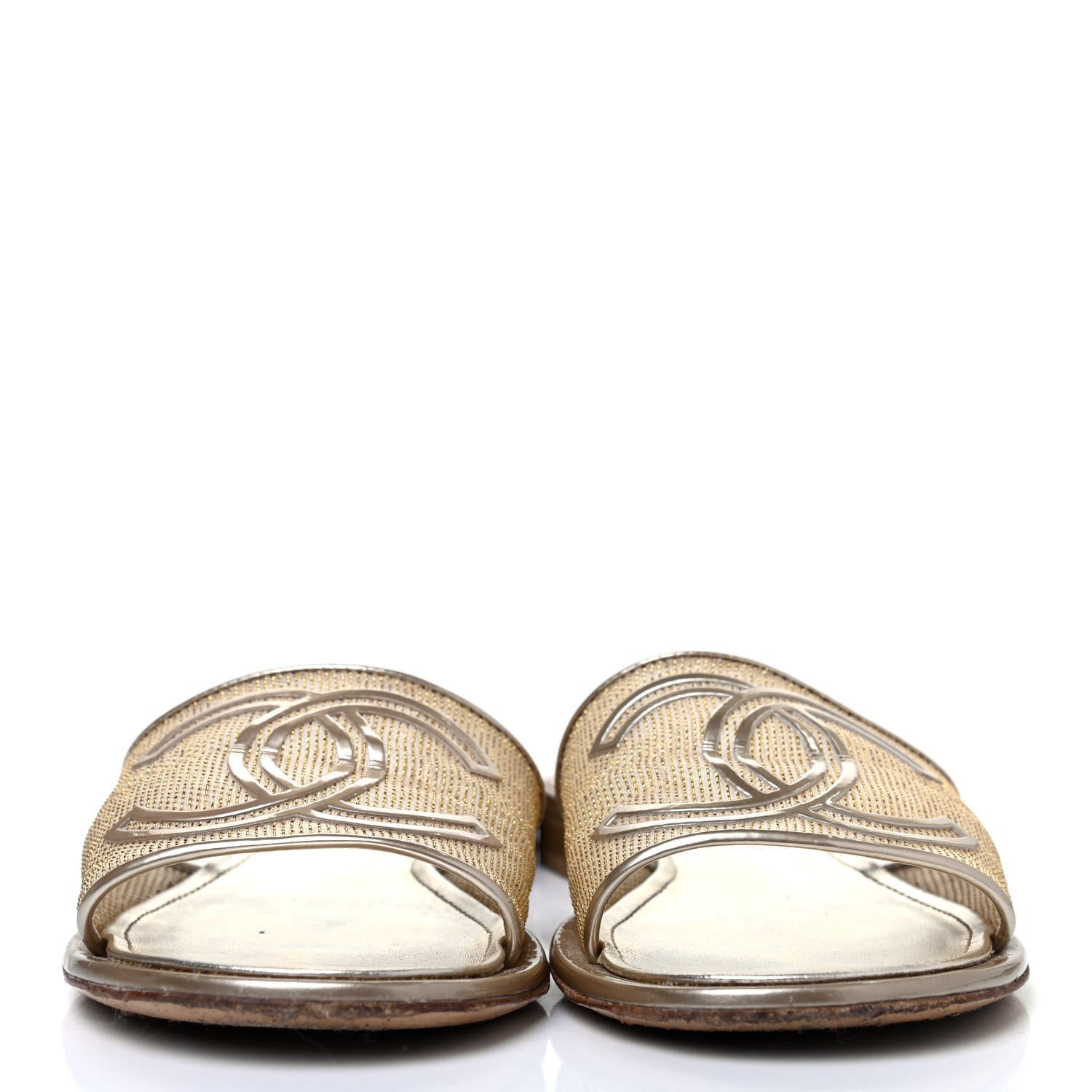 Chanel Glitter Mesh Patent Calfskin CC Sandal Mule 39 Gold 2 of 4