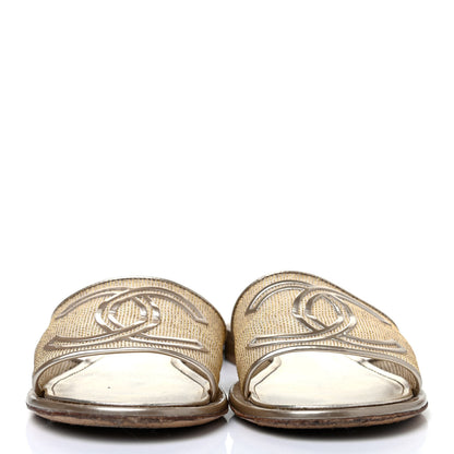 Chanel Glitter Mesh Patent Calfskin CC Sandal Mule 39 Gold 2 of 4
