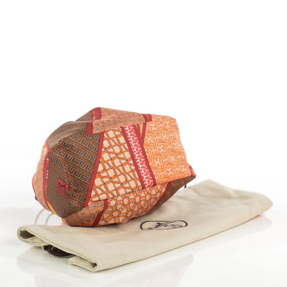 Hermes Silk Barenia Carre en Cravates Fourbi 25 MM Pouch Flamingo Pink Deer Brown 6 of 11