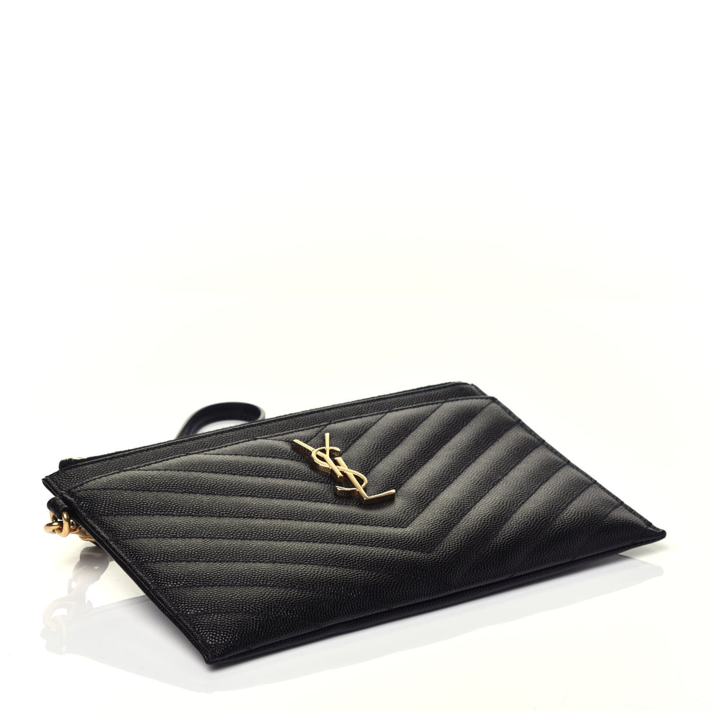 Grain De Poudre Chevron Monogram Large Bill Pouch Black