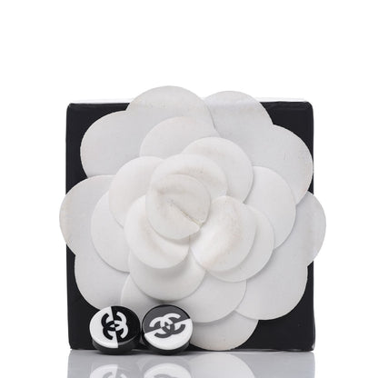 Chanel Resin CC Earrings Black White 5 of 5