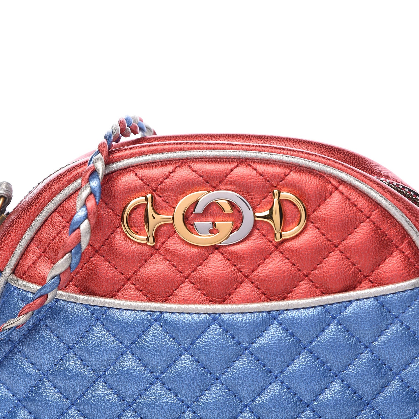 Laminated Nappa Trapuntata Mini Zumi Dome Shoulder Bag Rosso Marine Argento