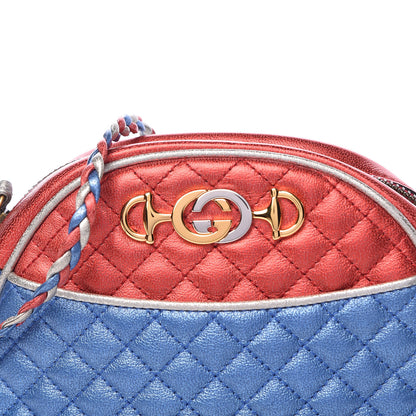 Gucci Laminated Nappa Trapuntata Mini Zumi Dome Shoulder Bag Rosso Marine Argento 10 of 10