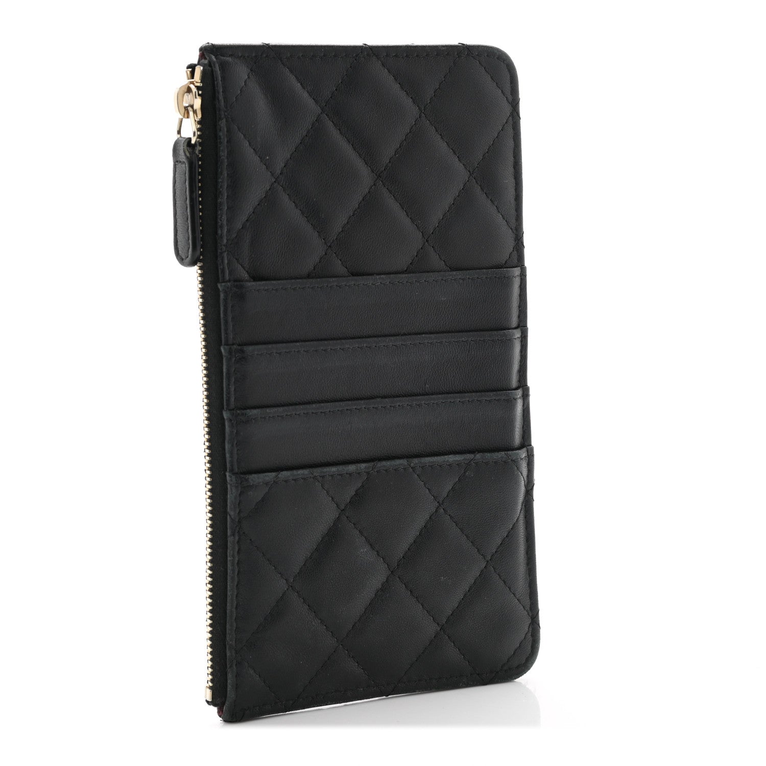 Chanel Lambskin Quilted Classic Flat Wallet Pouch Black 3 of 7
