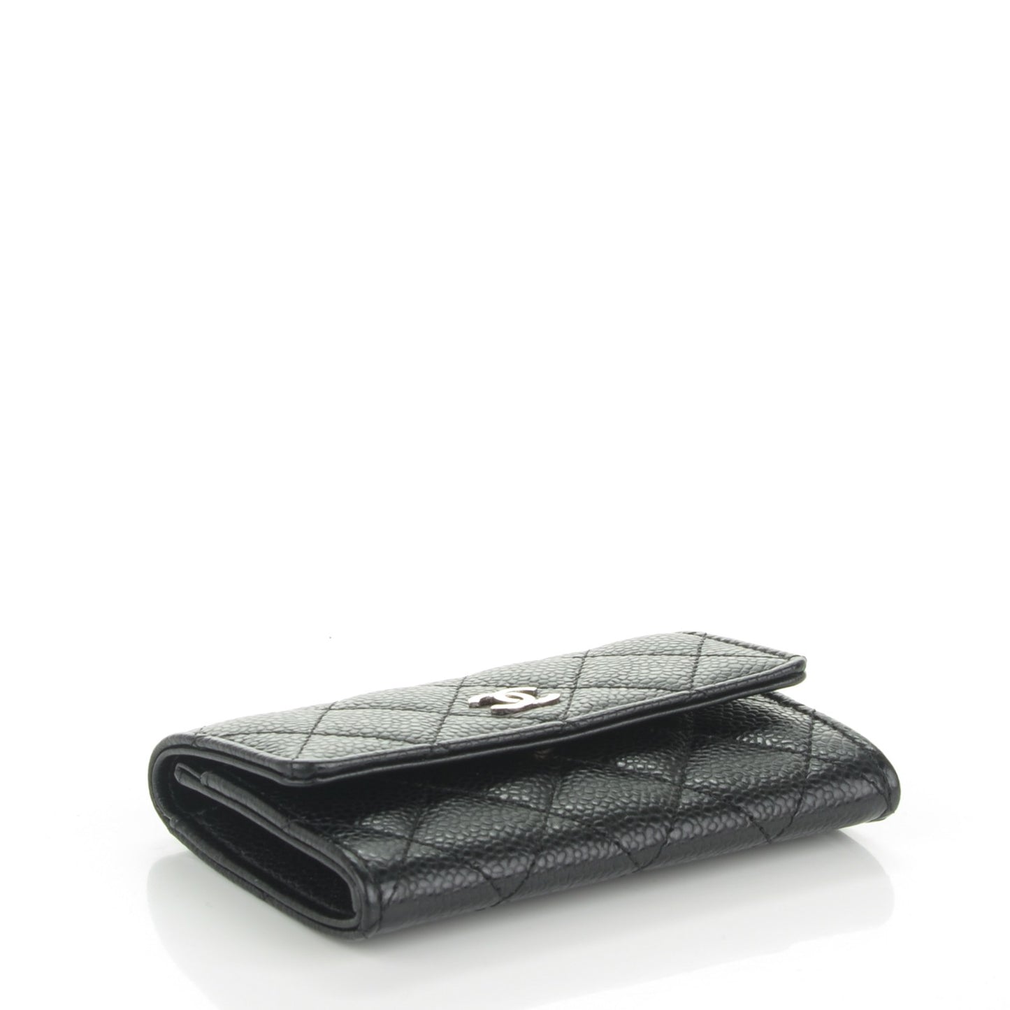 Caviar Quilted Flap Card Holder Black