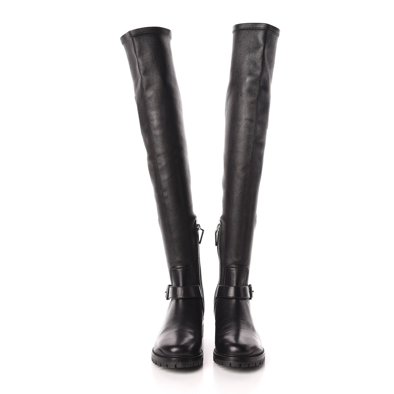 Christian Dior Stretch Lambskin Badge Knee High Boots 37 Black 2 of 6