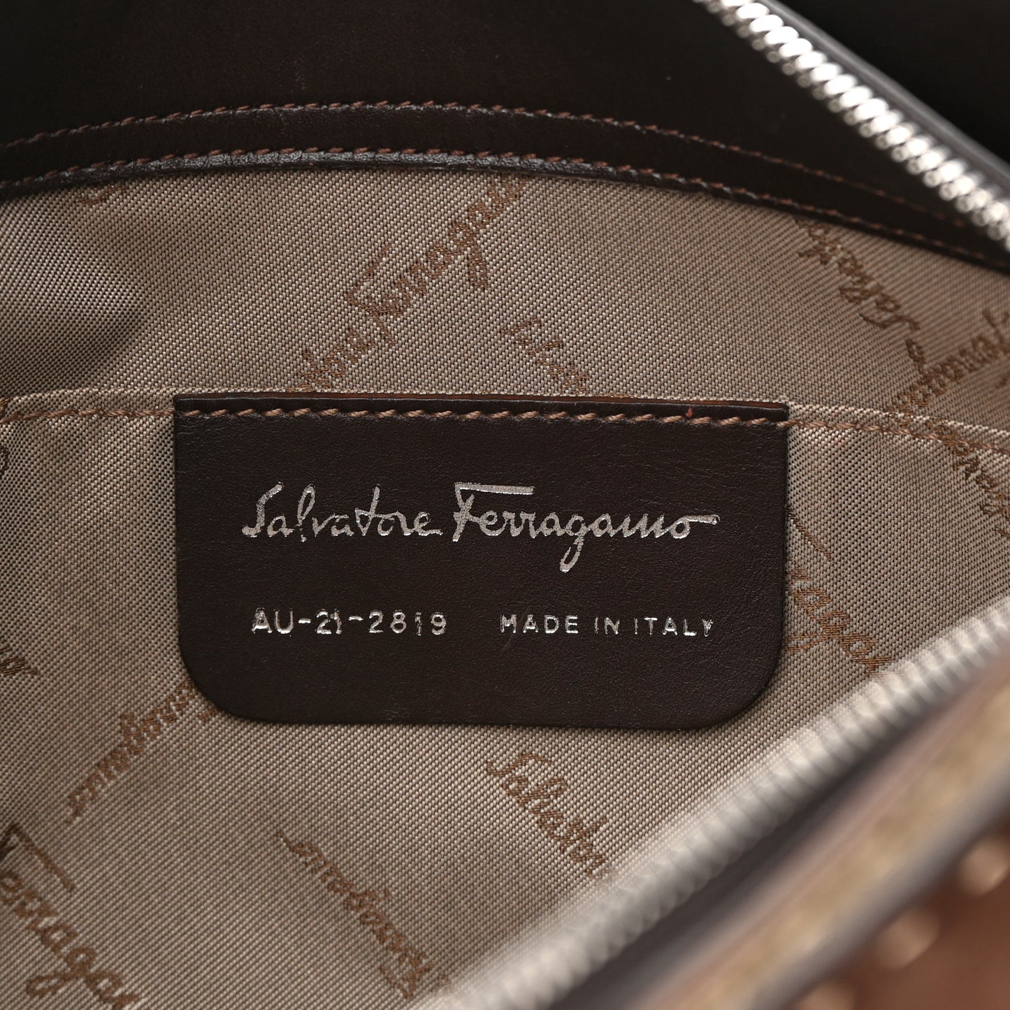 Suede Stitched Patchwork Arch Gancio Shoulder Bag Brown
