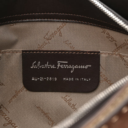 Salvatore Ferragamo Suede Stitched Patchwork Arch Gancio Shoulder Bag Brown 6 of 12