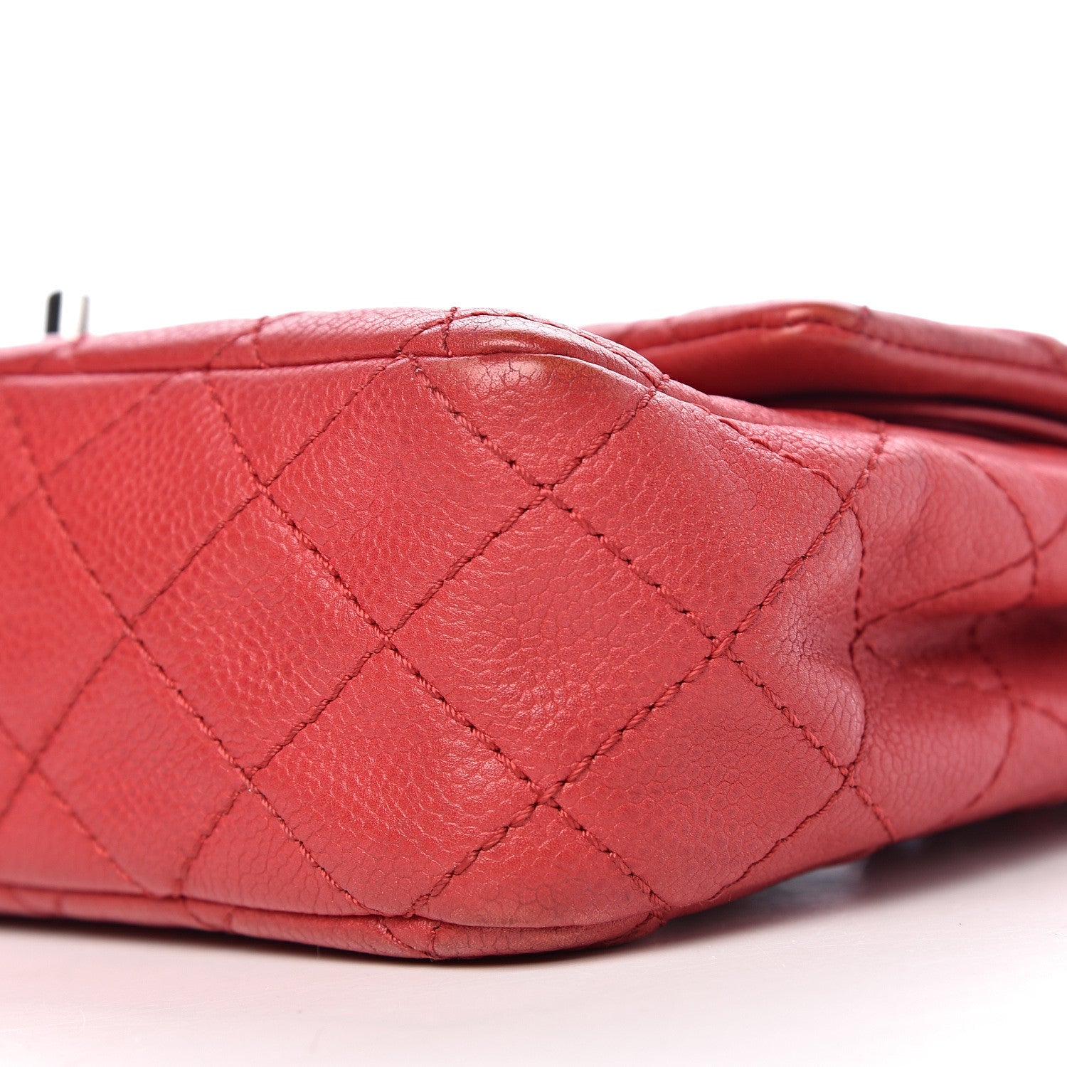 Chanel Washed Caviar Quilted Medium Double Flap Red 7 of 14