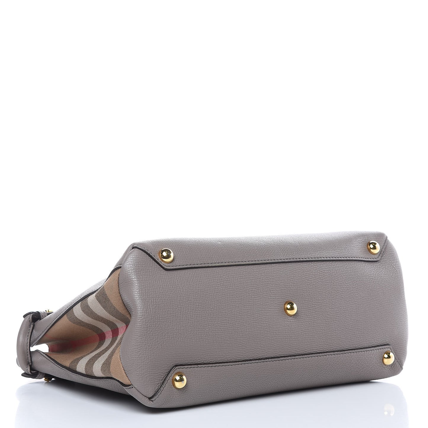Derby Calfskin House Check Medium Banner Tote Thistle Grey