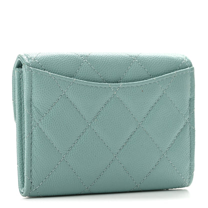 Chanel Caviar Quilted Flap Card Holder Wallet Light Green 3 of 9