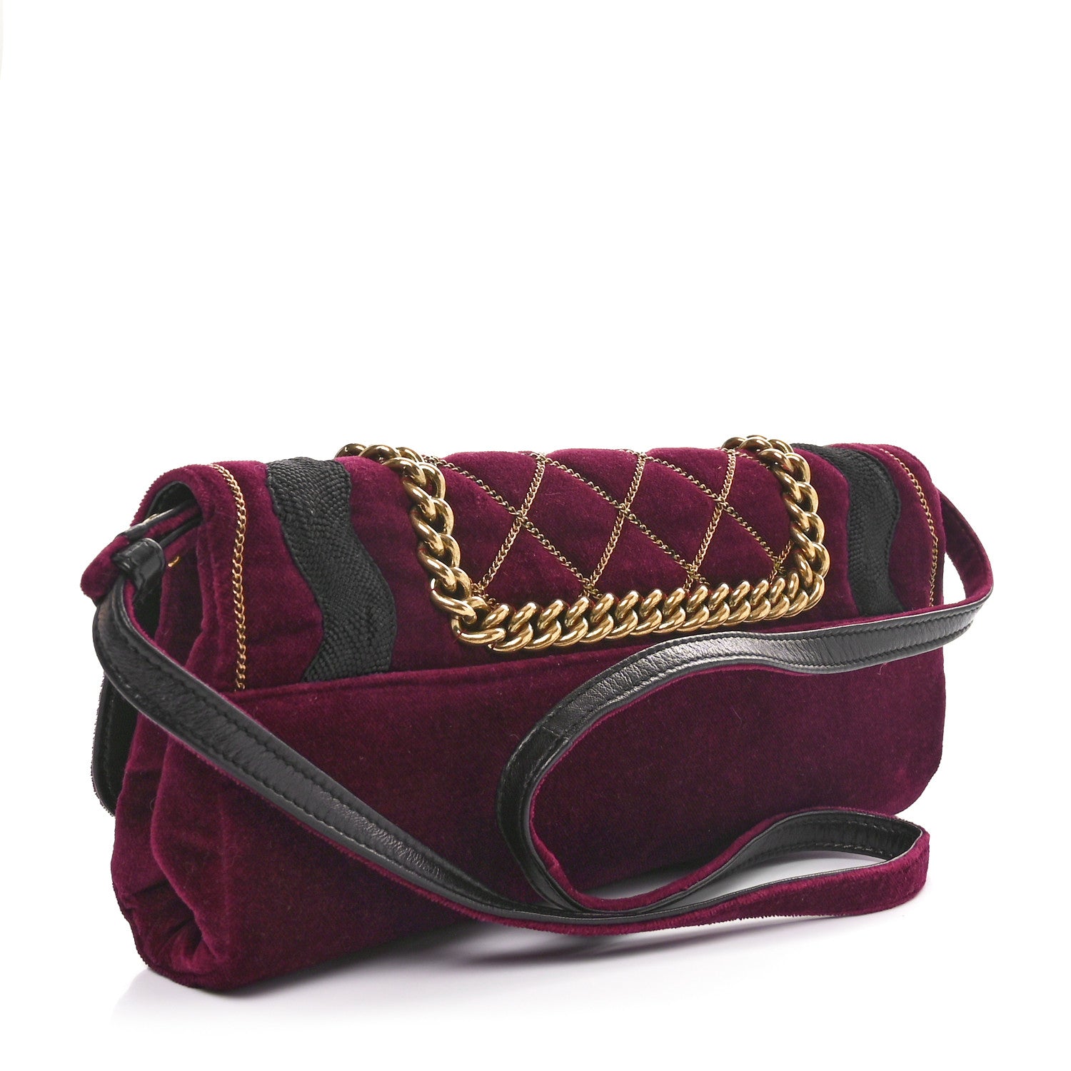Saint Laurent Velvet Luxembourg Clutch Burgundy 3 of 11