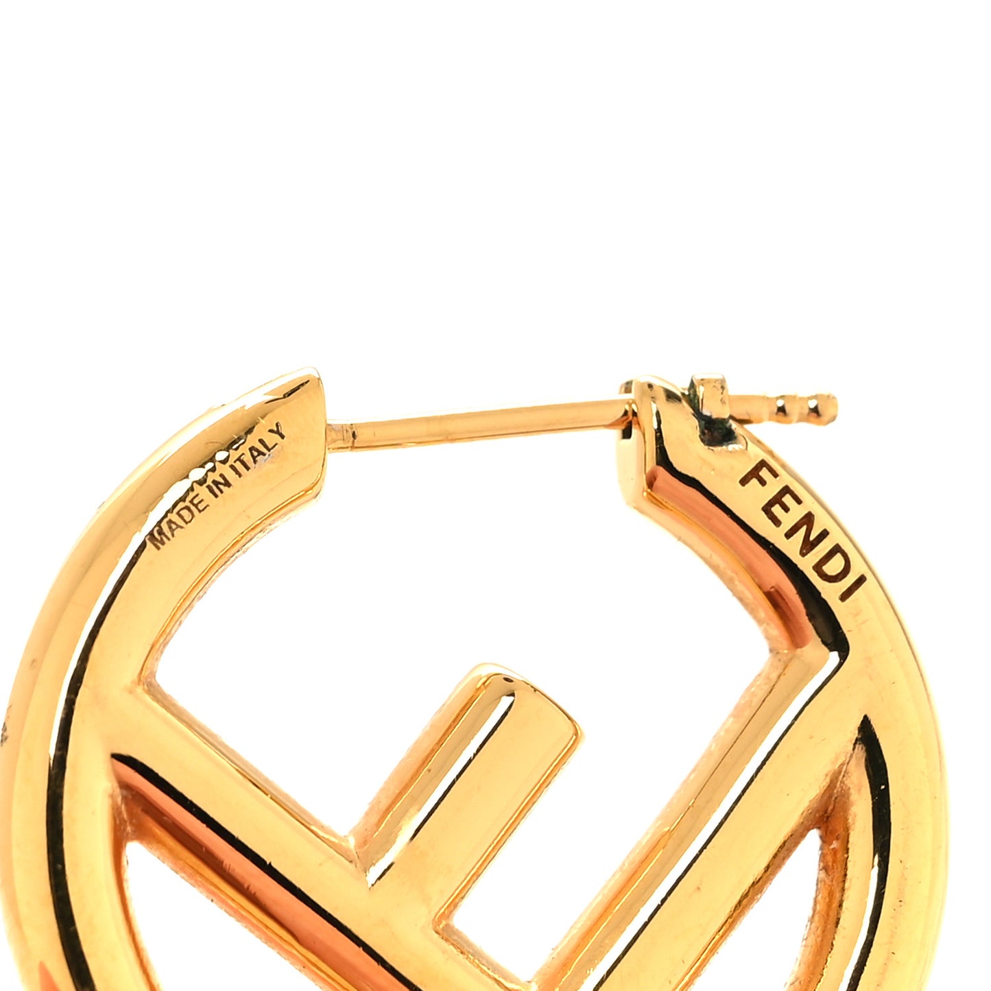 Metal FF Hoop Earrings Gold