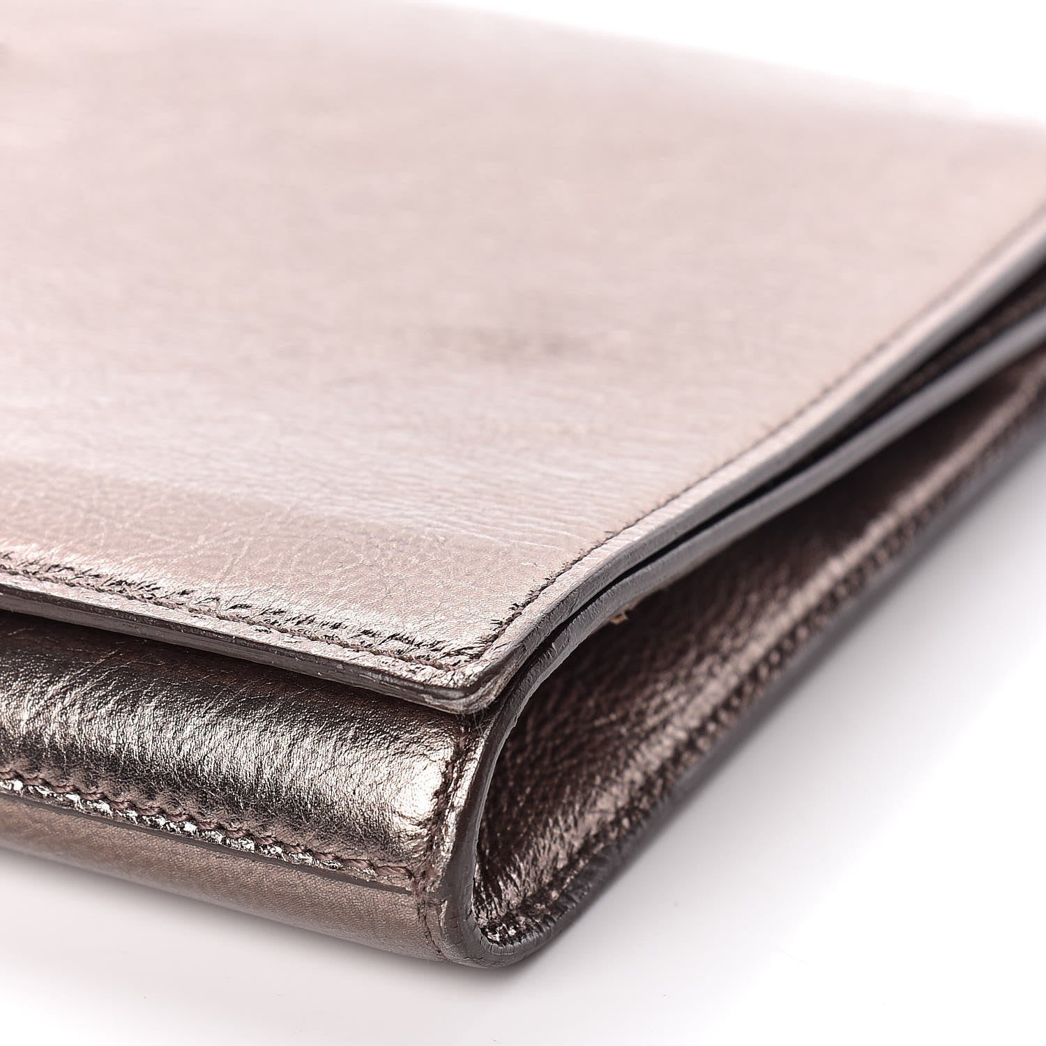 Saint Laurent Metallic Calfskin Monogram Large Belle De Jour Clutch Gold 9 of 11