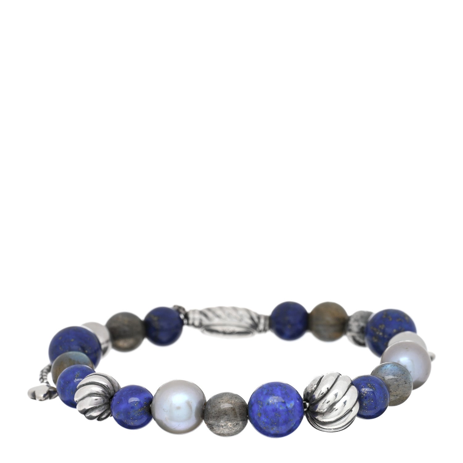 David Yurman Sterling Silver Lapis Lazuli Labradorite Pearl Spiritual Beads Bracelet 1 of 3