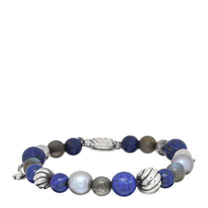 David Yurman Sterling Silver Lapis Lazuli Labradorite Pearl Spiritual Beads Bracelet 1 of 3
