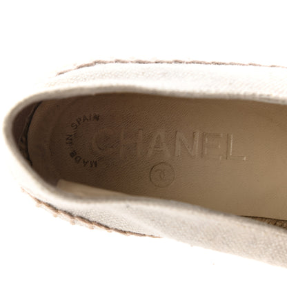 Chanel Linen CC Espadrilles 37 Beige Black 9 of 16