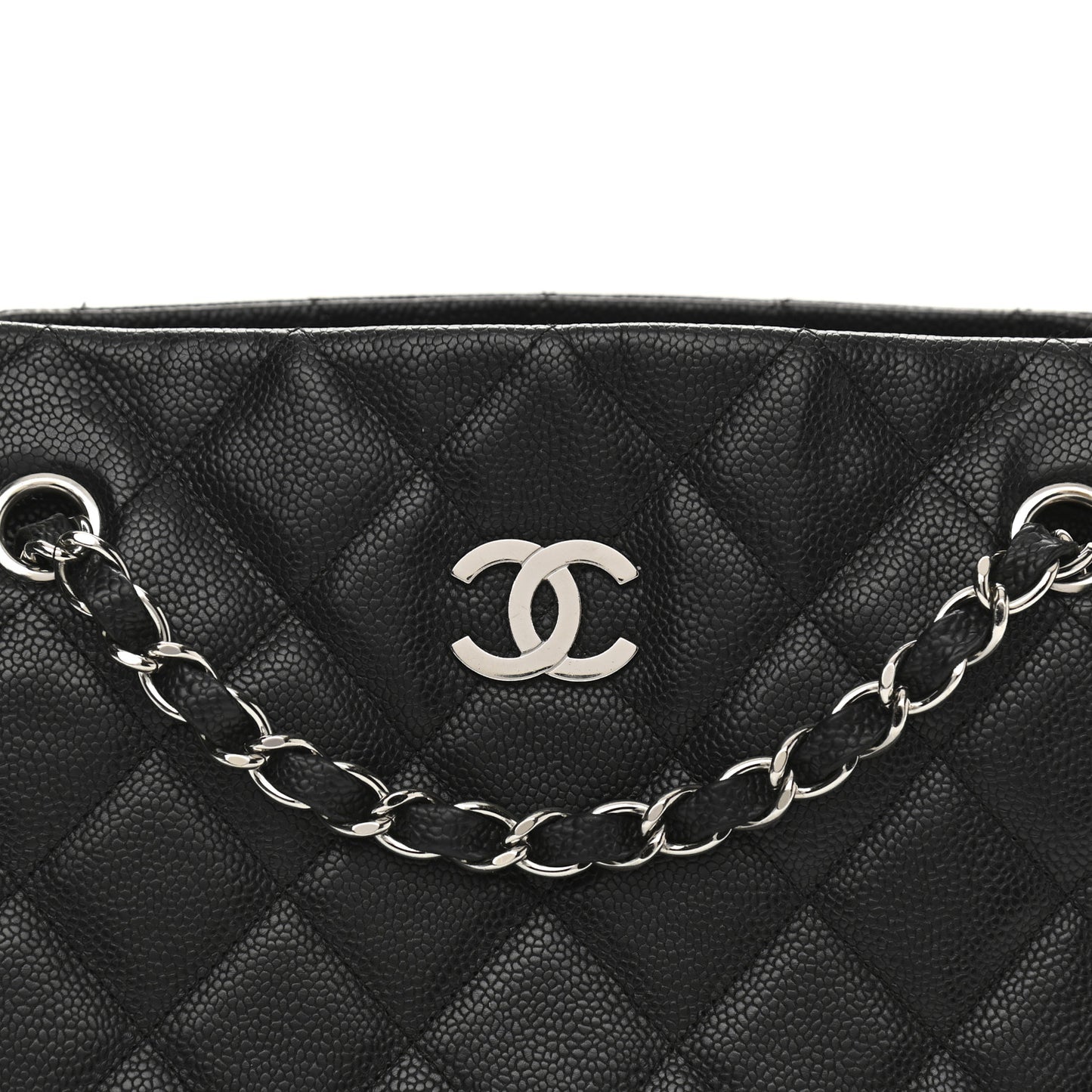 Caviar Quilted Tote Black