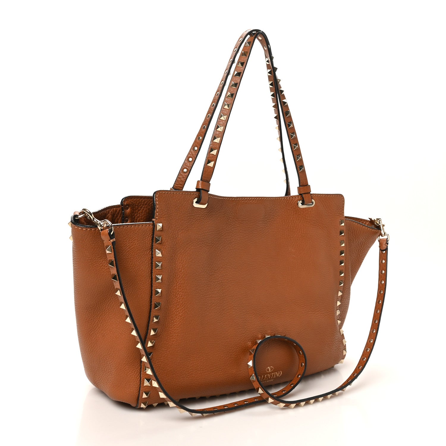 Valentino Garavani Pebbled Calfskin Medium Rockstud Tote  Light Cuir 2 of 9