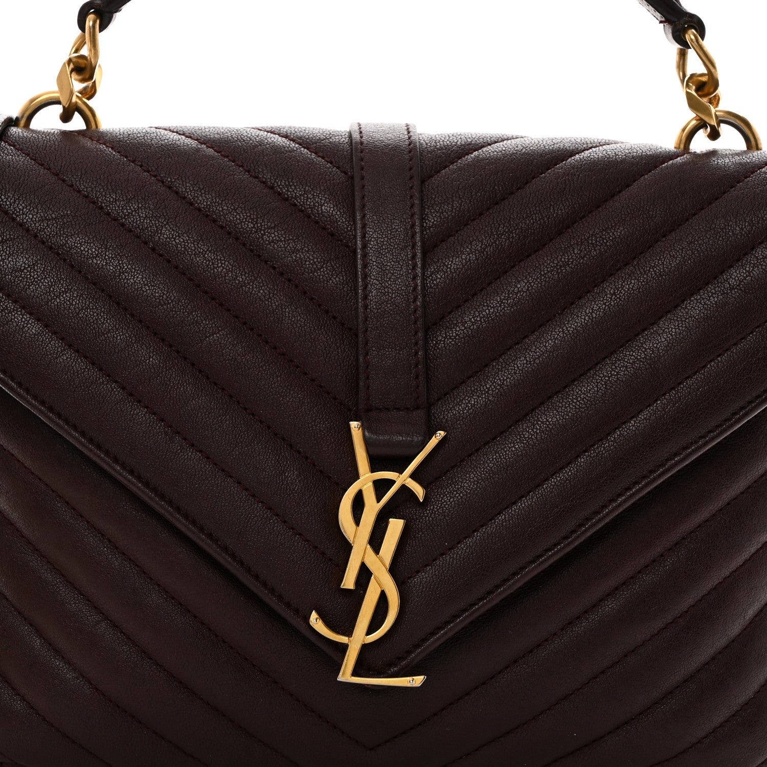 Saint Laurent Sheepskin Matelasse Chevron Monogram Medium College Bag Rouge Legion 10 of 12