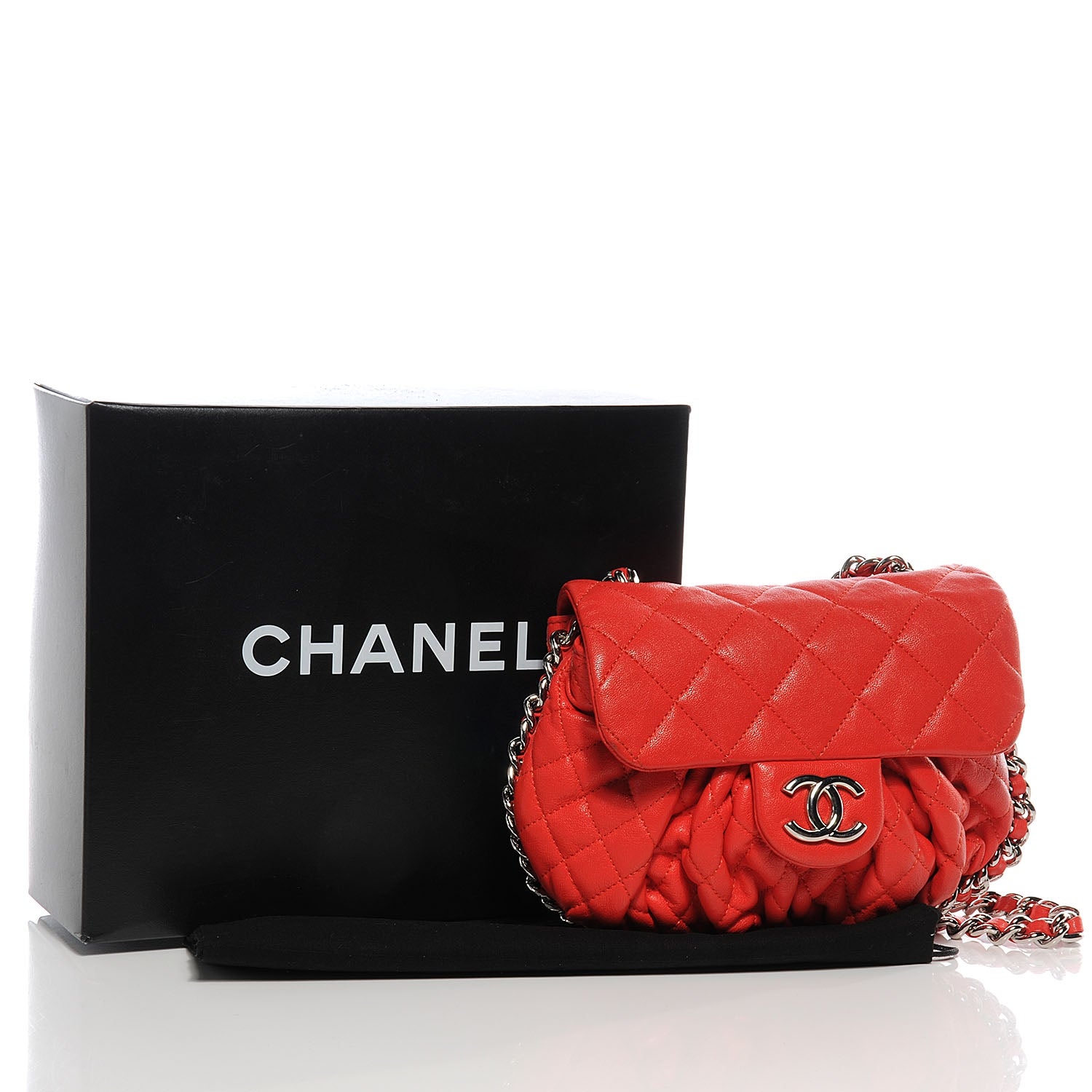 Chanel Washed Lambskin Mini Chain Around Messenger Red 5 of 8