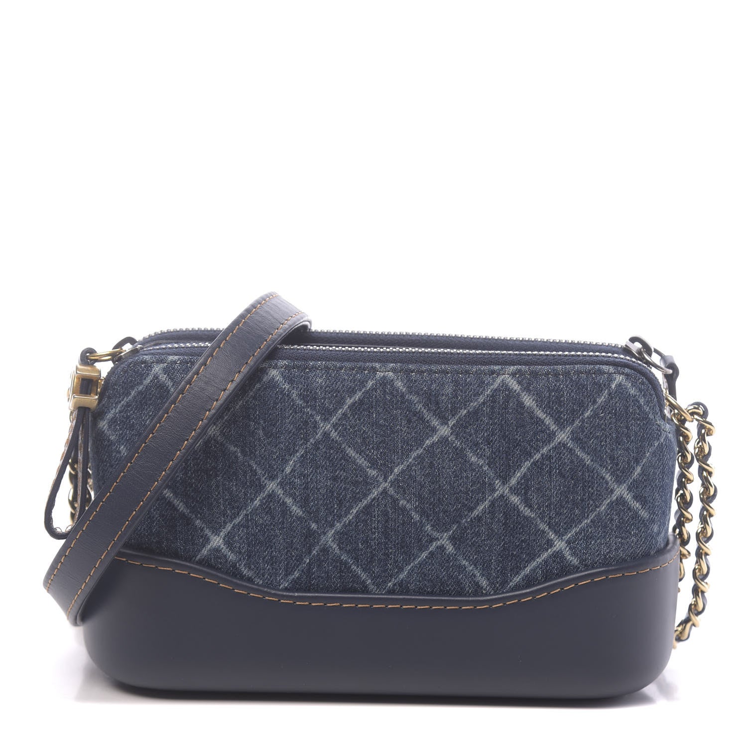 Chanel Denim Calfskin Quilted Small Gabrielle Clutch With Chain Blue 1 of 13