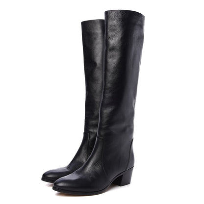 Chanel Calfskin Tall Boots 38.5 Black 2 of 12