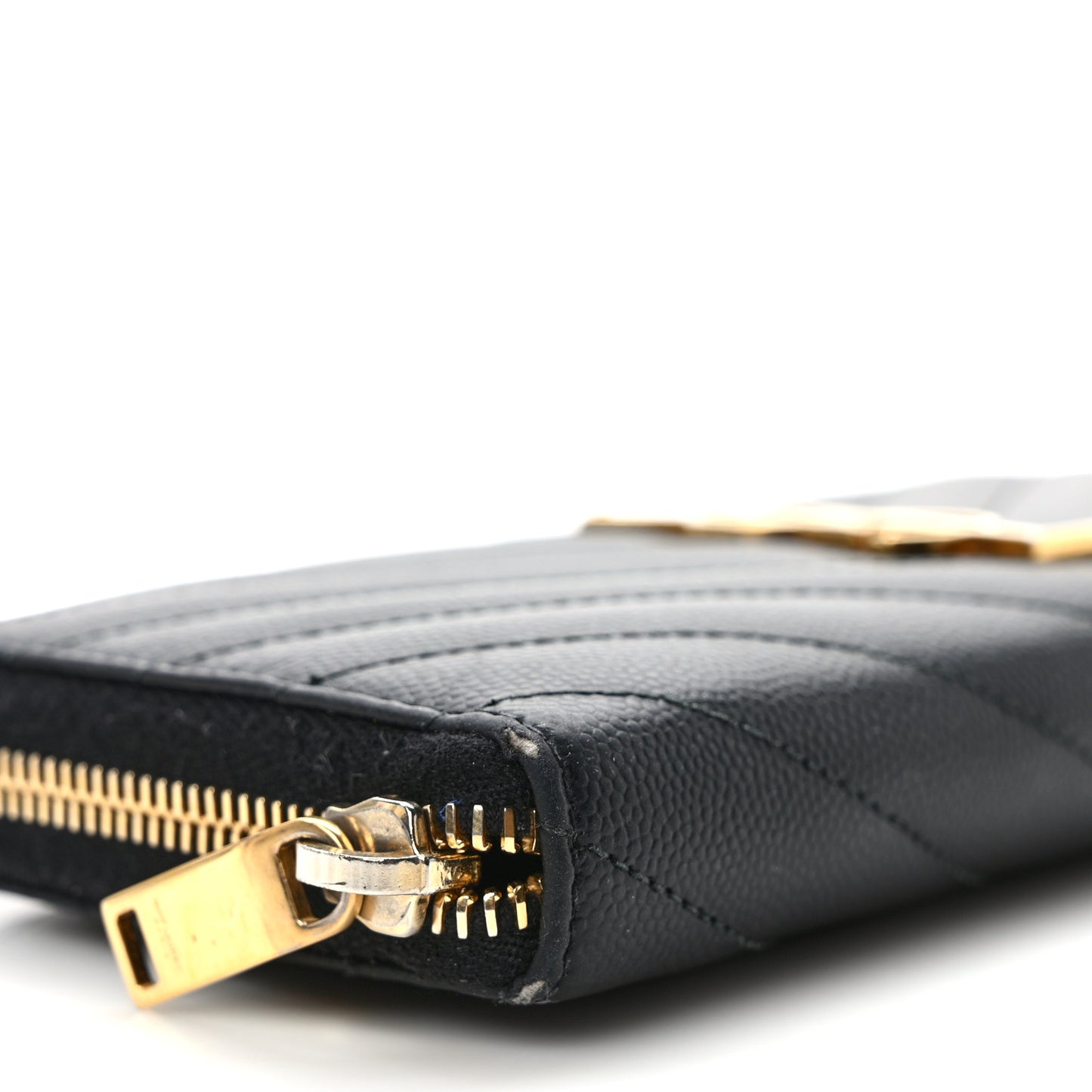 Grain De Poudre Matelasse Chevron Monogram Zip Around Wallet Black