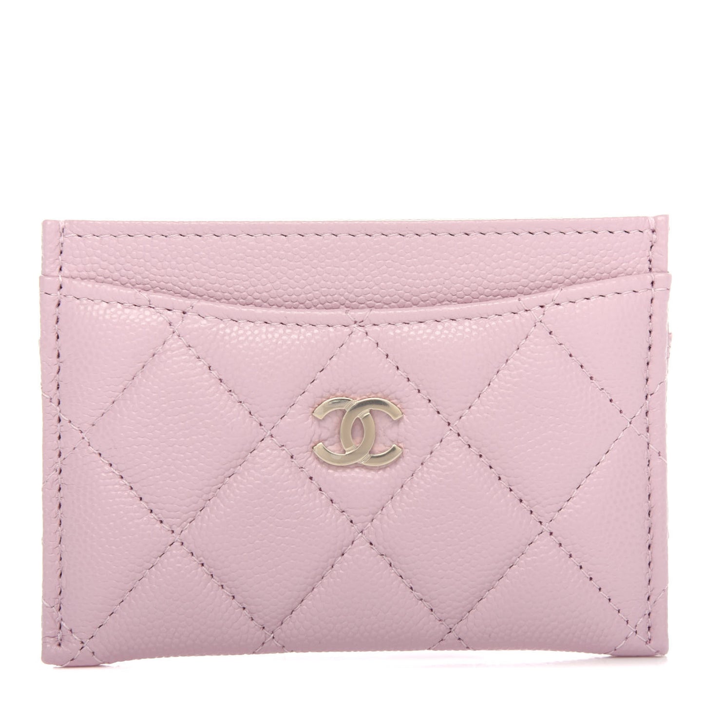 Caviar Quilted Card Holder Light Pink