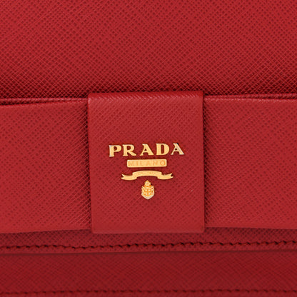 Prada Saffiano Fiocco Bow Flap Wallet Fuoco 8 of 10