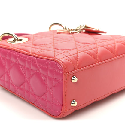 Christian Dior Lambskin Cannage Mini Bi-Color Lady Dior Red Fuchsia 9 of 11