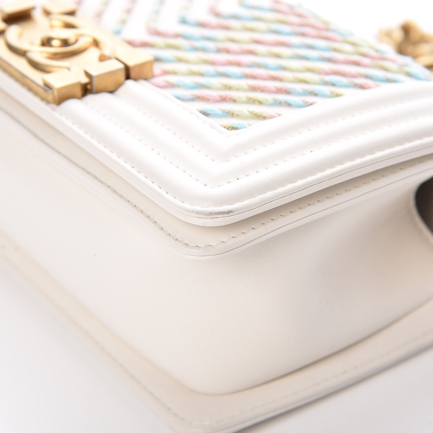 Chanel Calfskin Embroidered Small Boy Flap Ivory 9 of 13