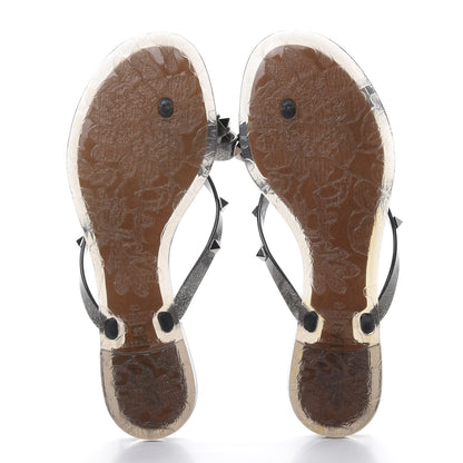 Valentino Garavani PVC Jelly Rockstud Bow Thong Sandals 37 Black 5 of 7