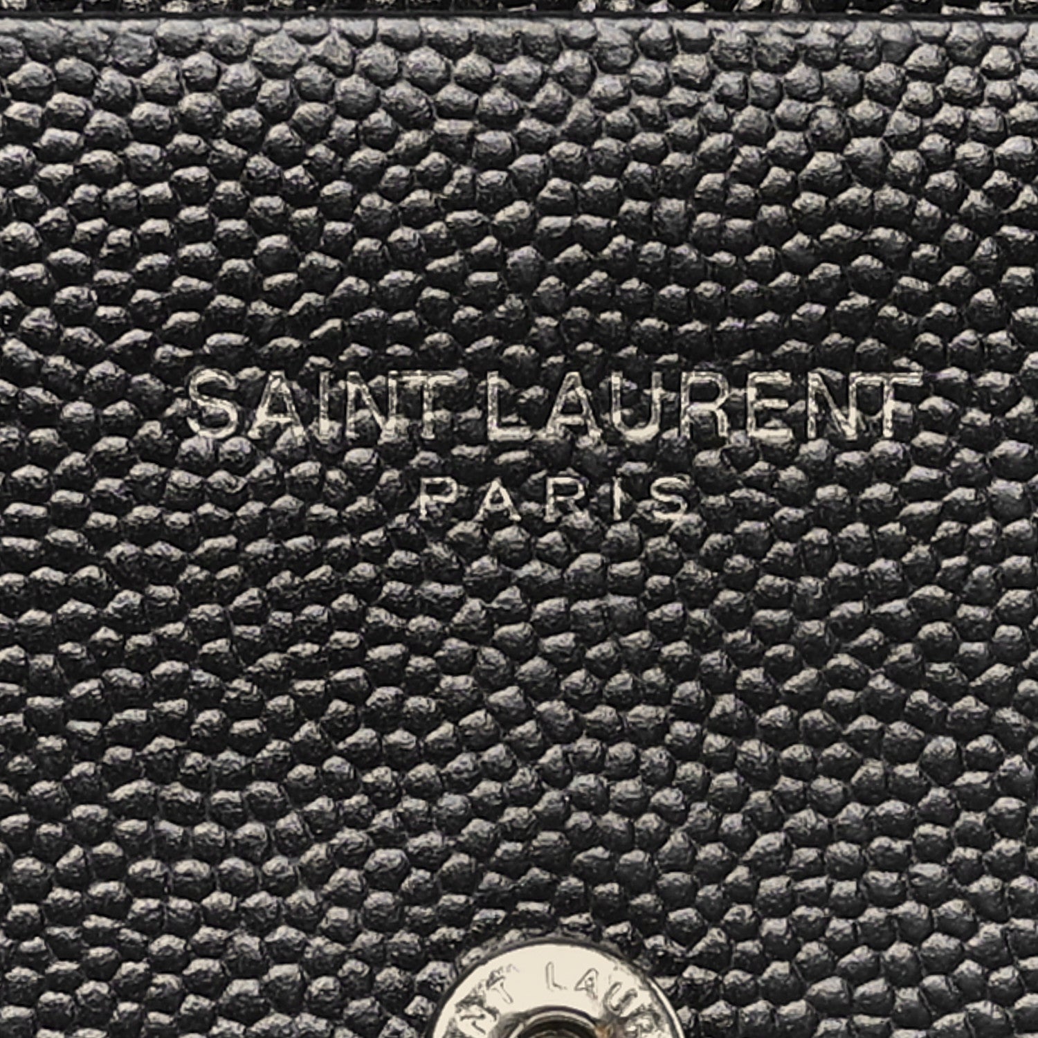Saint Laurent Grain De Poudre Matelasse Chevron Monogram Card Case Black 6 of 9