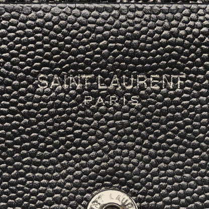 Saint Laurent Grain De Poudre Matelasse Chevron Monogram Card Case Black 6 of 9