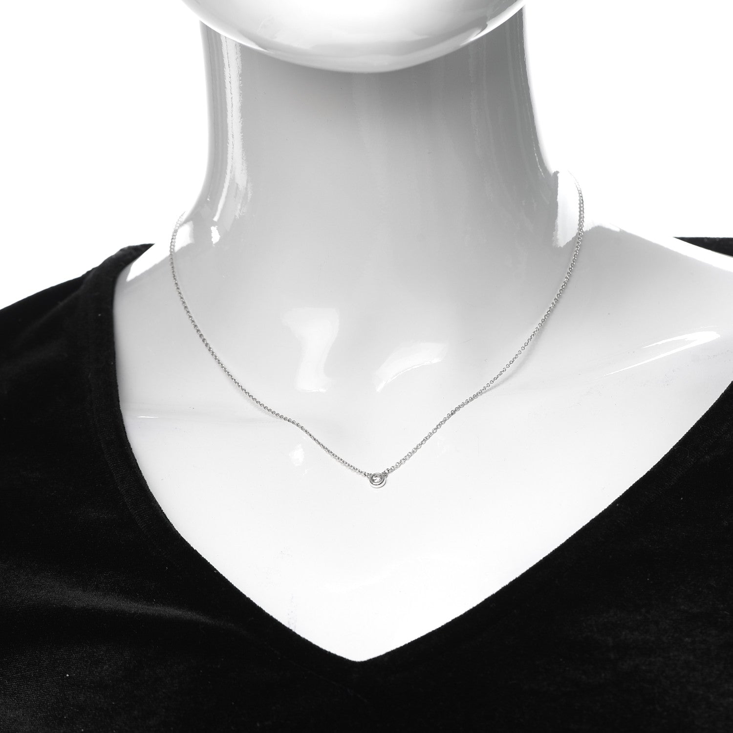 Tiffany Sterling Silver Diamond .07ct Elsa Peretti Diamonds by the Yard Pendant Necklace 2 of 6